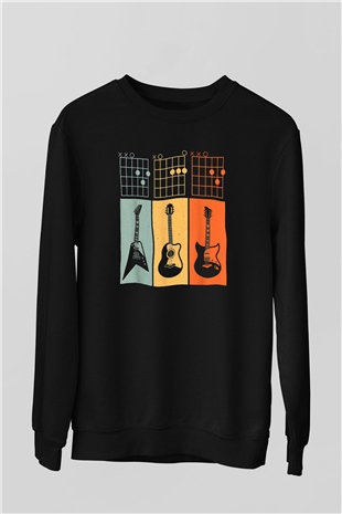 Gitarist Siyah Unisex Sweatshirt