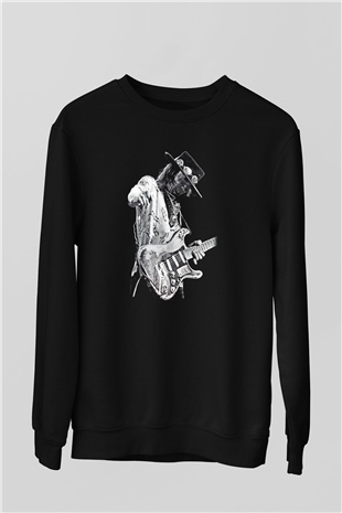 Gitarist Siyah Unisex Sweatshirt