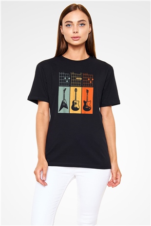 Gitarist Siyah Unisex Tişört T-Shirt - TişörtFabrikası