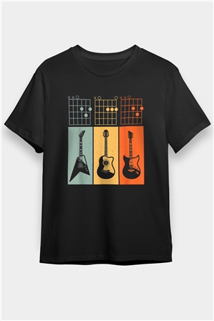 Gitarist Siyah Unisex Tişört T-Shirt - TişörtFabrikası
