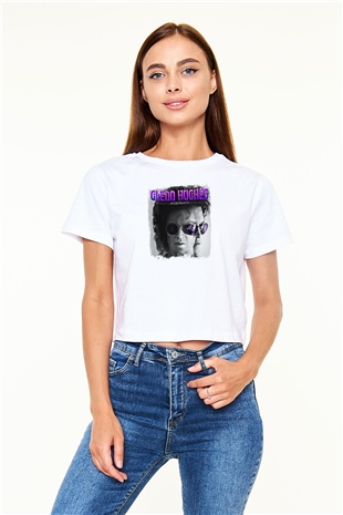 Glenn Hughes Baskılı Unisex Beyaz Crop Top Tişört