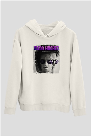 Glenn Hughes Baskılı Unisex Beyaz Hoodie