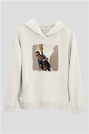 Glenn Hughes Baskılı Unisex Beyaz Hoodie