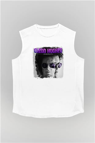 Glenn Hughes Baskılı Unisex Beyaz Kolsuz Tişört