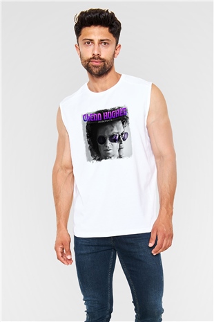 Glenn Hughes Baskılı Unisex Beyaz Kolsuz Tişört