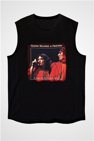 Glenn Hughes Baskılı Unisex Siyah Kolsuz Tişört