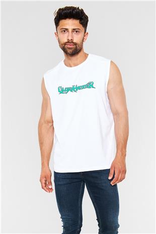 Gloryhammer Baskılı Beyaz Unisex Kolsuz Tişört - Tshirt