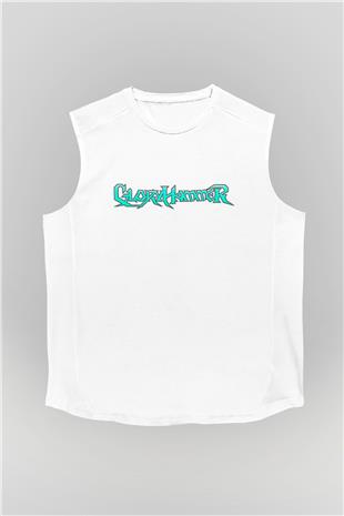 Gloryhammer Baskılı Beyaz Unisex Kolsuz Tişört - Tshirt