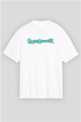 Gloryhammer Baskılı Beyaz Unisex Oversize Tişört - Tshirt