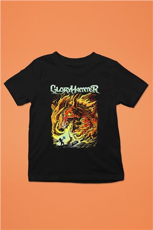 Gloryhammer Baskılı Unisex Siyah Çocuk Tişört - Tshirt