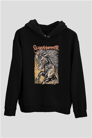 Gloryhammer Baskılı Unisex Siyah Kapüşonlu Sweatshirt