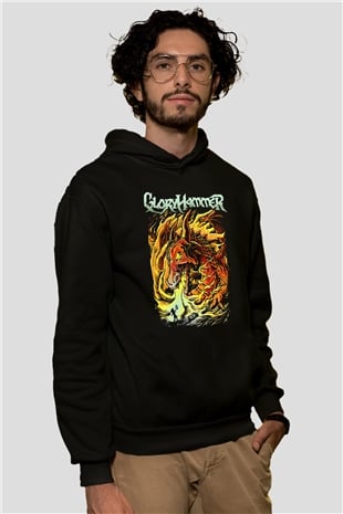 Gloryhammer Baskılı Unisex Siyah Kapüşonlu Sweatshirt