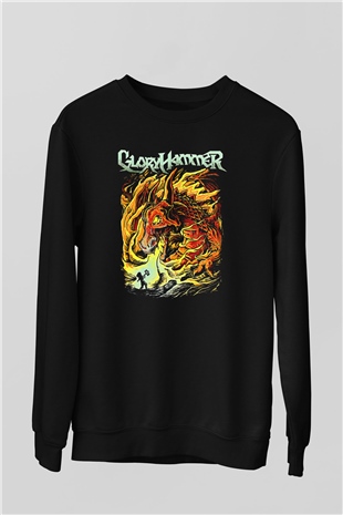 Gloryhammer Baskılı Unisex Siyah Sweatshirt