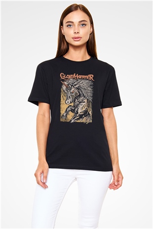 Gloryhammer Baskılı Unisex Siyah Tişört - Tshirt