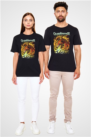 Gloryhammer Baskılı Unisex Siyah Tişört - Tshirt
