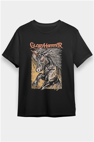 Gloryhammer Baskılı Unisex Siyah Tişört - Tshirt