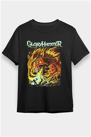 Gloryhammer Baskılı Unisex Siyah Tişört - Tshirt