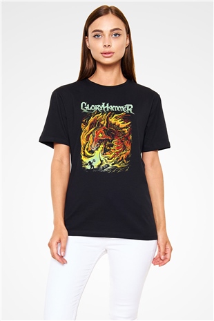 Gloryhammer Baskılı Unisex Siyah Tişört - Tshirt