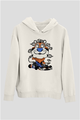 Go Kart Tony Baskılı Unisex Beyaz Hoodie