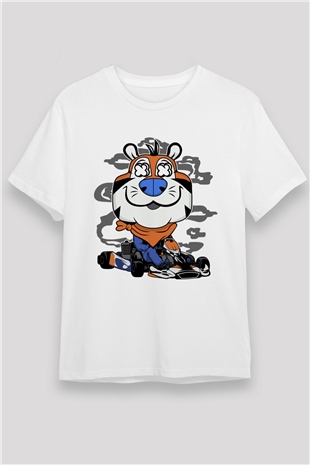 Go Kart Tony Baskılı Unisex Beyaz Tişört