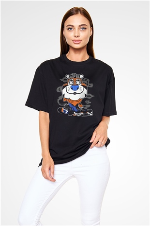 Go Kart Tony Baskılı Unisex Siyah Oversize Tişört