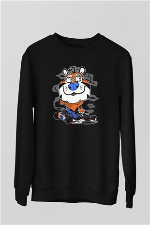 Go Kart Tony Baskılı Unisex Siyah Sweatshirt