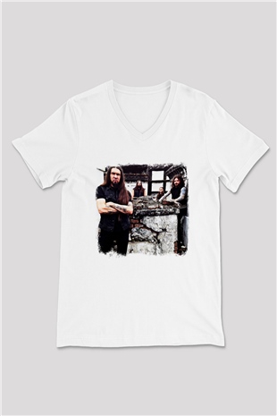 Goatwhore Baskılı Unisex Beyaz V Yaka Tişört