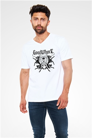 Goatwhore Beyaz Unisex V Yaka Tişört T-Shirt