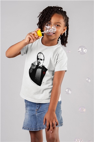 Godfather Baskılı Beyaz Unisex Çocuk Tişört