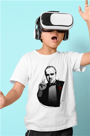 Godfather Baskılı Beyaz Unisex Çocuk Tişört