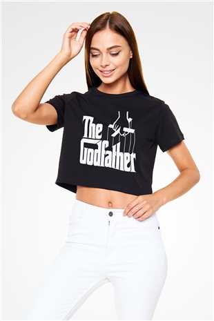 Godfather Siyah Crop Top Tişört