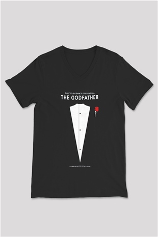 Godfather Siyah Unisex V Yaka Tişört