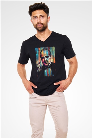 Godfather Siyah Unisex V Yaka Tişört