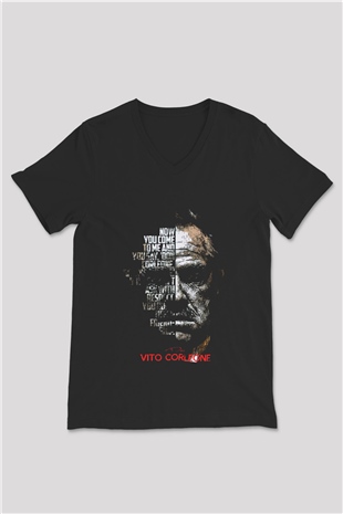 Godfather Siyah Unisex V Yaka Tişört