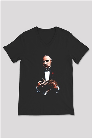 Godfather Siyah Unisex V Yaka Tişört T-Shirt