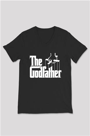 Godfather Siyah Unisex V Yaka Tişört T-Shirt