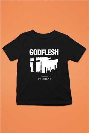 Godflesh Baskılı Siyah Unisex Çocuk Tişört