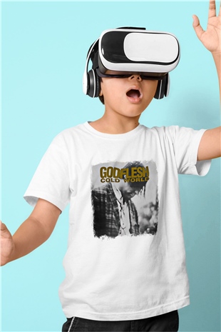 Godflesh Baskılı Unisex Beyaz Çocuk Tişört