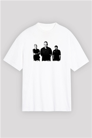 Godflesh Baskılı Unisex Beyaz Oversize Tişört