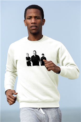 Godflesh Baskılı Unisex Beyaz Sweatshirt