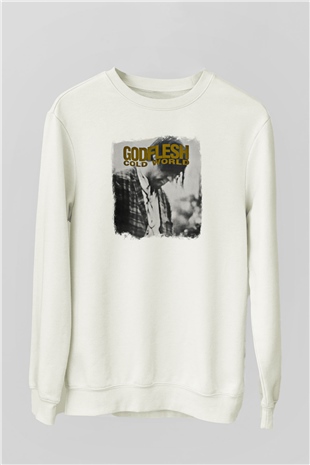 Godflesh Baskılı Unisex Beyaz Sweatshirt
