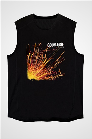 Godflesh Baskılı Unisex Siyah Kolsuz Tişört