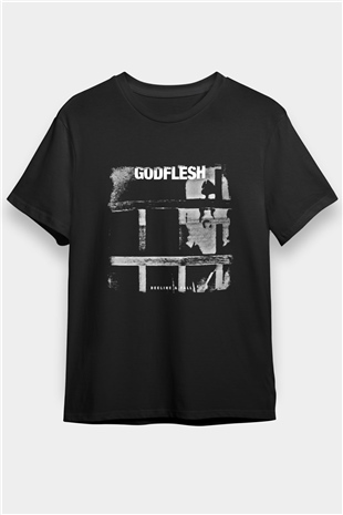 Godflesh Baskılı Unisex Siyah Tişört