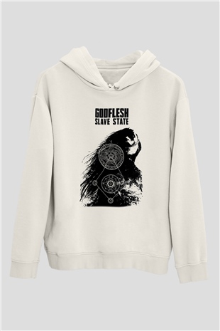 Godflesh Beyaz Unisex Kapşonlu Sweatshirt