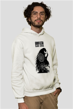 Godflesh Beyaz Unisex Kapşonlu Sweatshirt