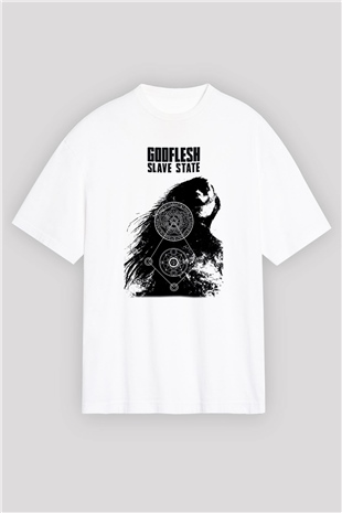 Godflesh Beyaz Unisex Oversize Tişört T-Shirt