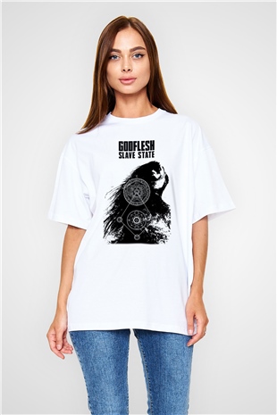 Godflesh Beyaz Unisex Oversize Tişört T-Shirt