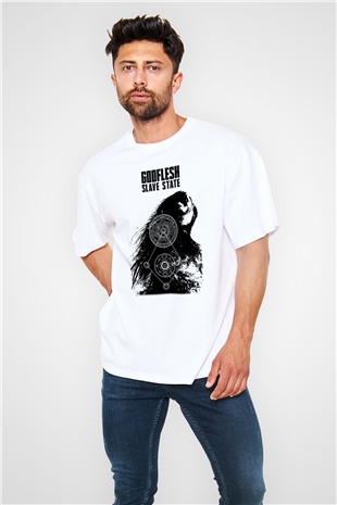 Godflesh Beyaz Unisex Oversize Tişört T-Shirt