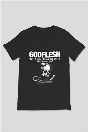 Godflesh Siyah Unisex V Yaka Tişört