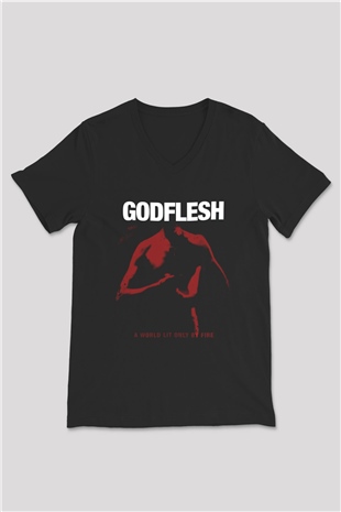 Godflesh Siyah Unisex V Yaka Tişört